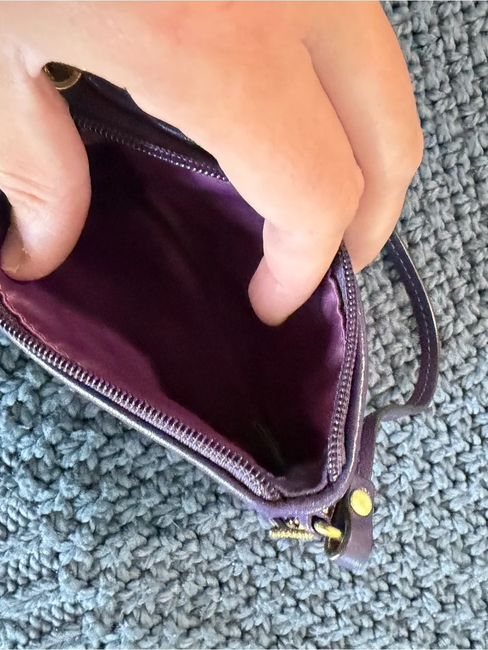 Coach Purple Leather Wristlet with Gold Hardware